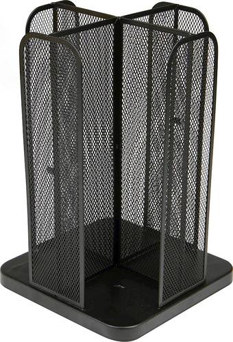 Mind Reader - 4-Compartment Carousel Cup and Lid Organizer - Black Metal Mesh