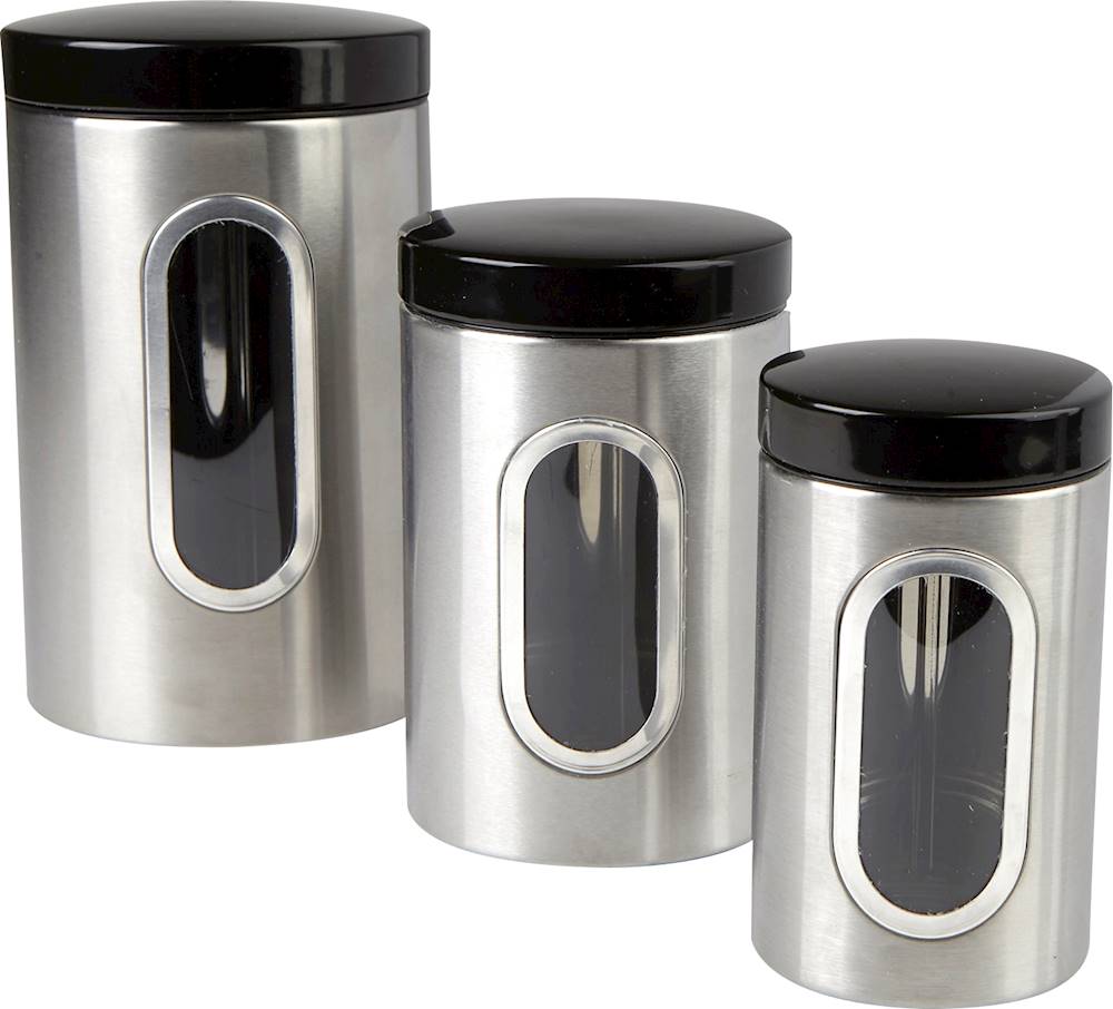 Angle View: Mind Reader - Canister (Set of 3) - Silver