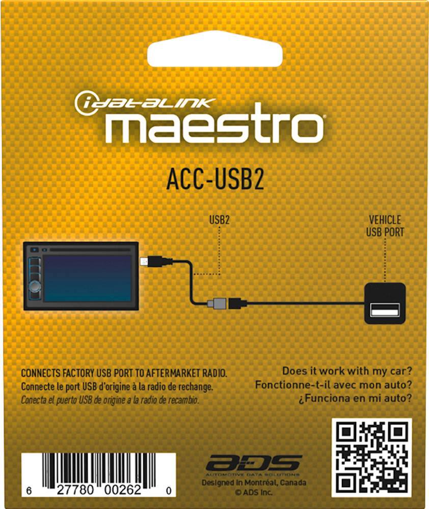 Alt View 12. Maestro - Male USB-A to Female Molex Adapter Cable for Select Honda, Subaru, Scion, and Toyota Vehicles - Black.