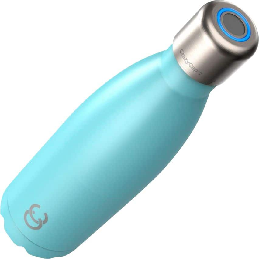 Angle View: CrazyCap - 17oz. UV-CWater Purification Thermal Bottle - Cyan