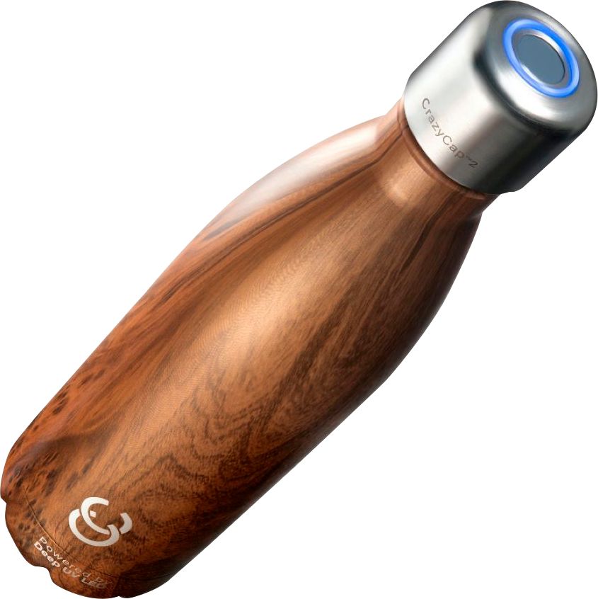 Angle View: CrazyCap - 17oz. UV-C Water Purification Thermal Bottle - Teak Wood