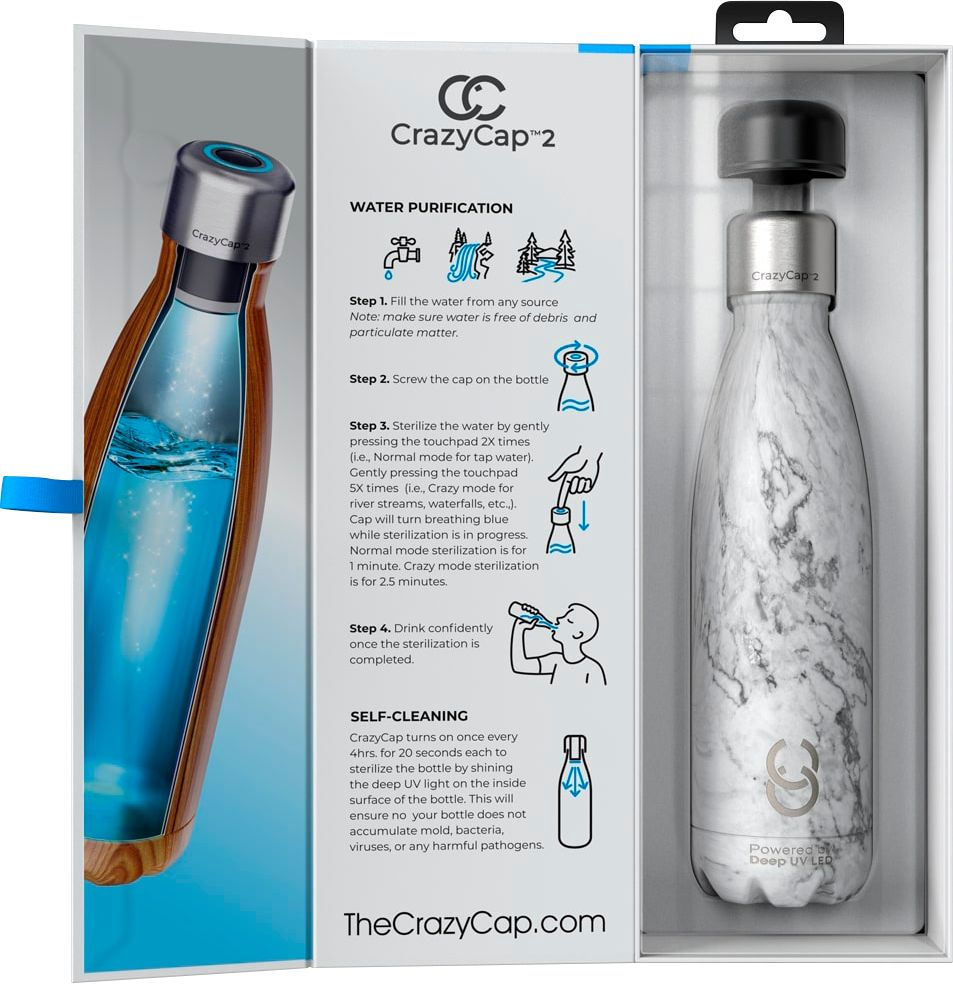 Left View: Lifestraw - Go 2-Stage Water Filter Bottle - Light Blue
