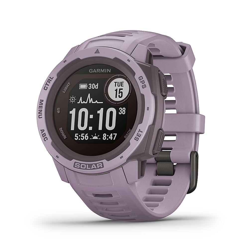 Left. Garmin - Instinct Solar Smartwatch 45mm Fiber-Reinforced Polymer - Orchid.