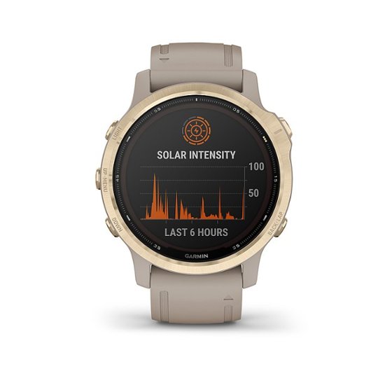 Garmin 6S Pro Solar GPS Smartwatch 42mm Fiber-Reinforced Polymer Light Gold 010-02409-10 - Best Buy