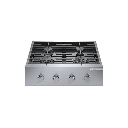 Front. Bosch - 800 Series 30" Built-In Gas Cooktop with 4 Burners including 18,000 BTU Burner - Silver.