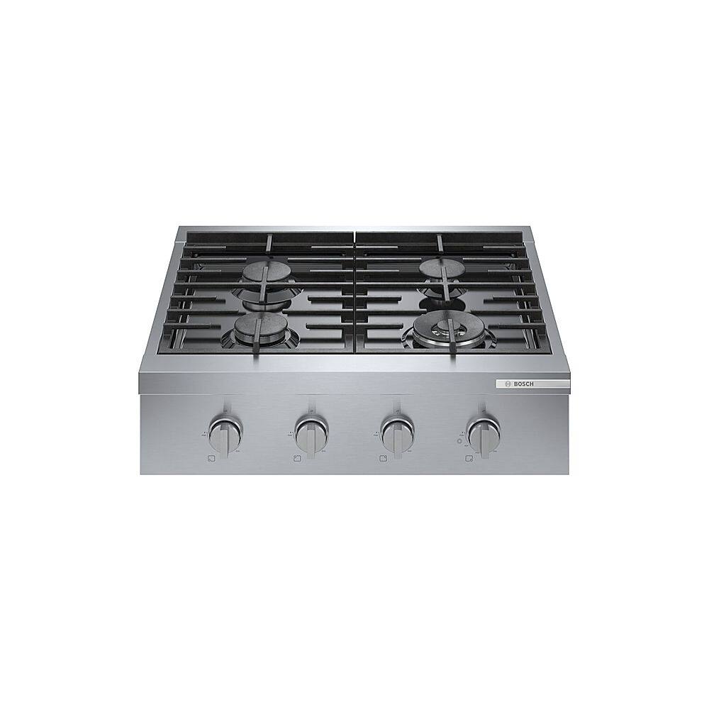 Front. Bosch - 800 Series 30" Built-In Gas Cooktop with 4 Burners including 18,000 BTU Burner - Silver.