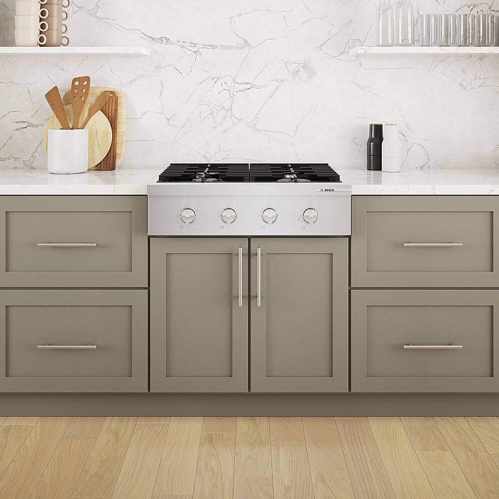 Alt View 23. Bosch - 800 Series 30" Built-In Gas Cooktop with 4 Burners including 18,000 BTU Burner - Silver.