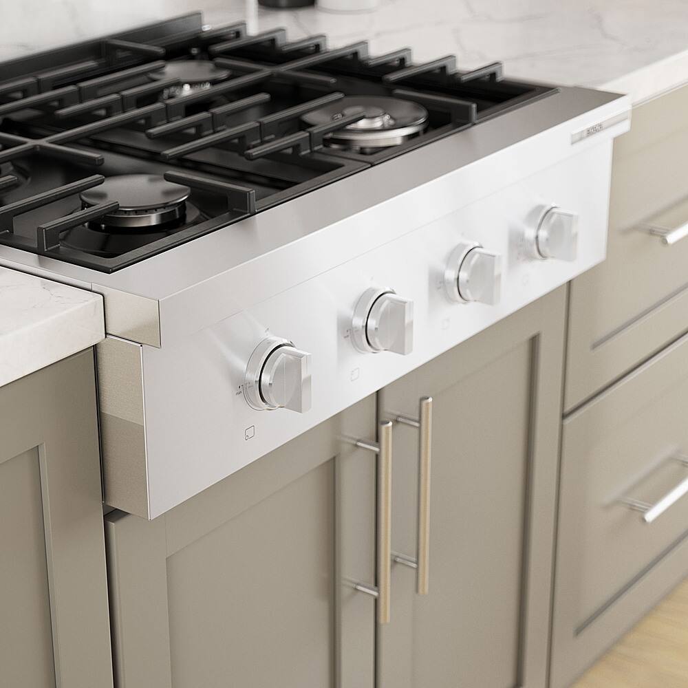 Alt View 25. Bosch - 800 Series 30" Built-In Gas Cooktop with 4 Burners including 18,000 BTU Burner - Silver.