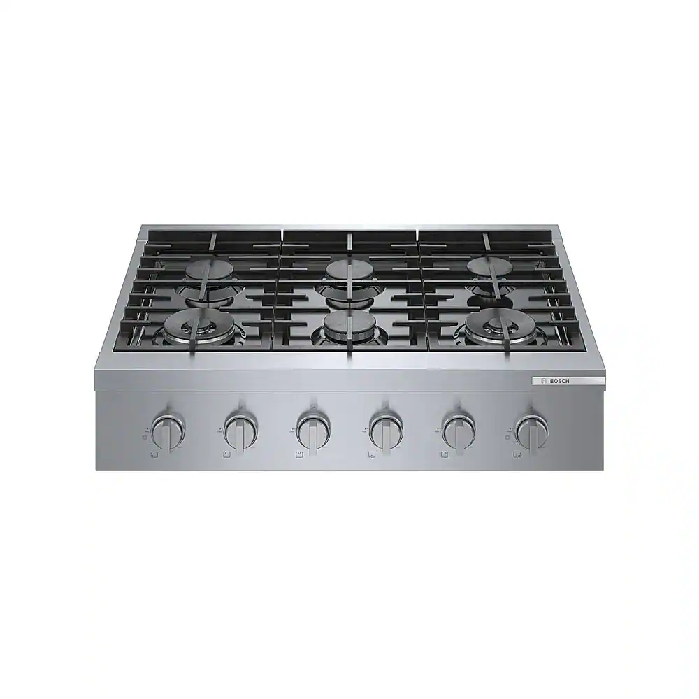 Bosch - 800 Series 36" Built-In Gas Rangetop with 4 Burners and 2 Dual Flame Burners - Silver