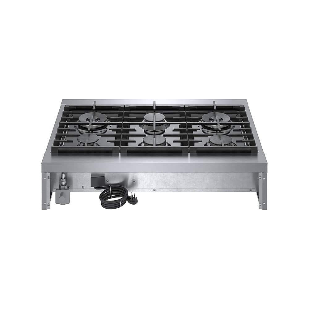 Alt View 11. Bosch - 800 Series 36" Built-In Gas Cooktop with 4 Burners and 2 Dual Flame Burners - Silver.