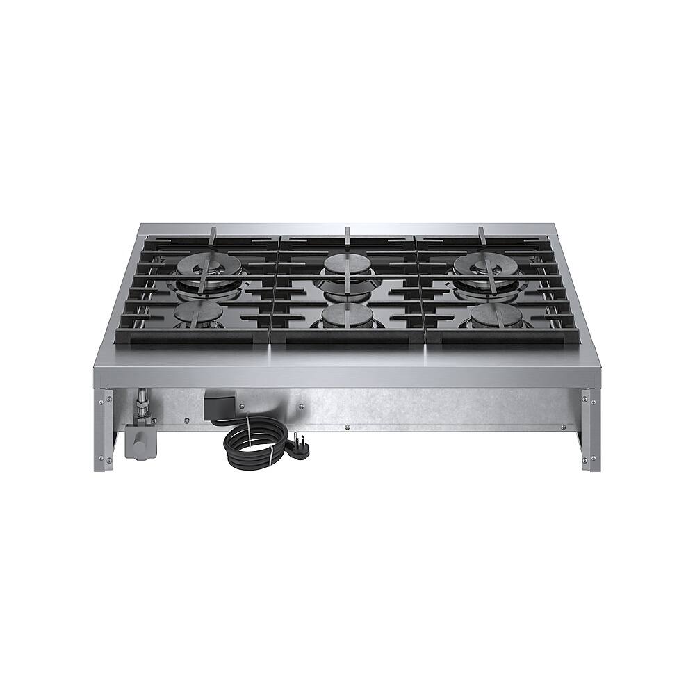 Alt View 11. Bosch - 800 Series 36" Built-In Gas Cooktop with 4 Burners and 2 Dual Flame Burners - Silver.