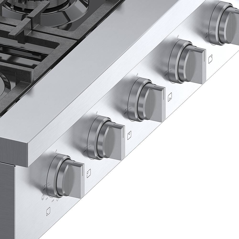 Alt View 13. Bosch - 800 Series 36" Built-In Gas Cooktop with 4 Burners and 2 Dual Flame Burners - Silver.