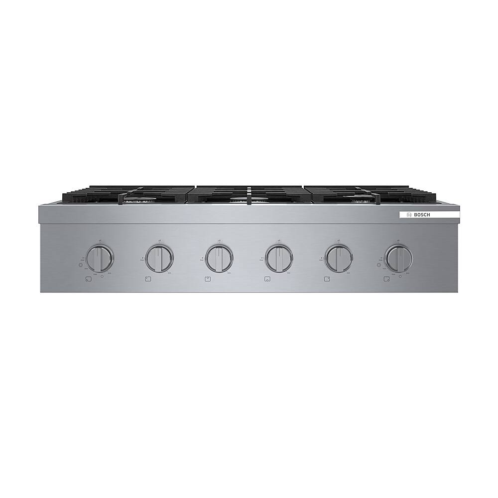 Alt View 15. Bosch - 800 Series 36" Built-In Gas Cooktop with 4 Burners and 2 Dual Flame Burners - Silver.