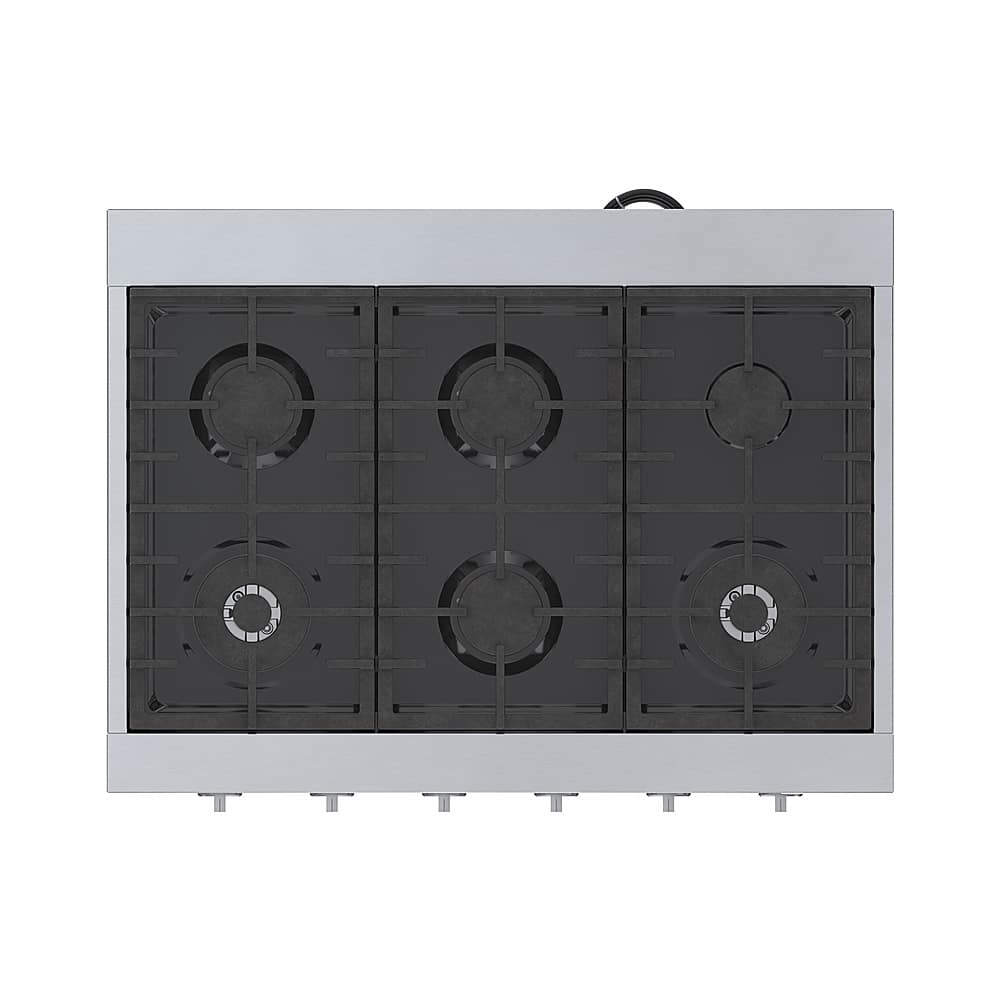 Alt View 16. Bosch - 800 Series 36" Built-In Gas Cooktop with 4 Burners and 2 Dual Flame Burners - Silver.