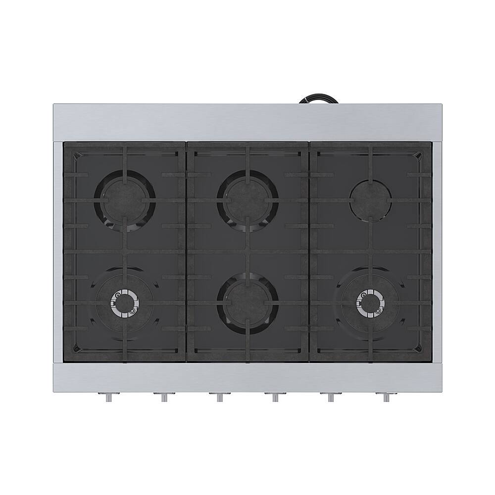 Alt View 16. Bosch - 800 Series 36" Built-In Gas Cooktop with 4 Burners and 2 Dual Flame Burners - Silver.
