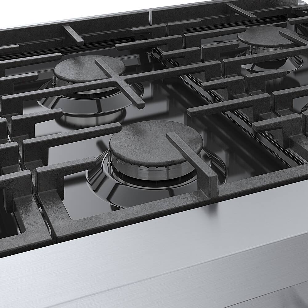 Alt View 17. Bosch - 800 Series 36" Built-In Gas Cooktop with 4 Burners and 2 Dual Flame Burners - Silver.