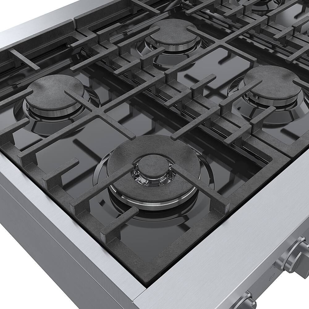Alt View 18. Bosch - 800 Series 36" Built-In Gas Cooktop with 4 Burners and 2 Dual Flame Burners - Silver.