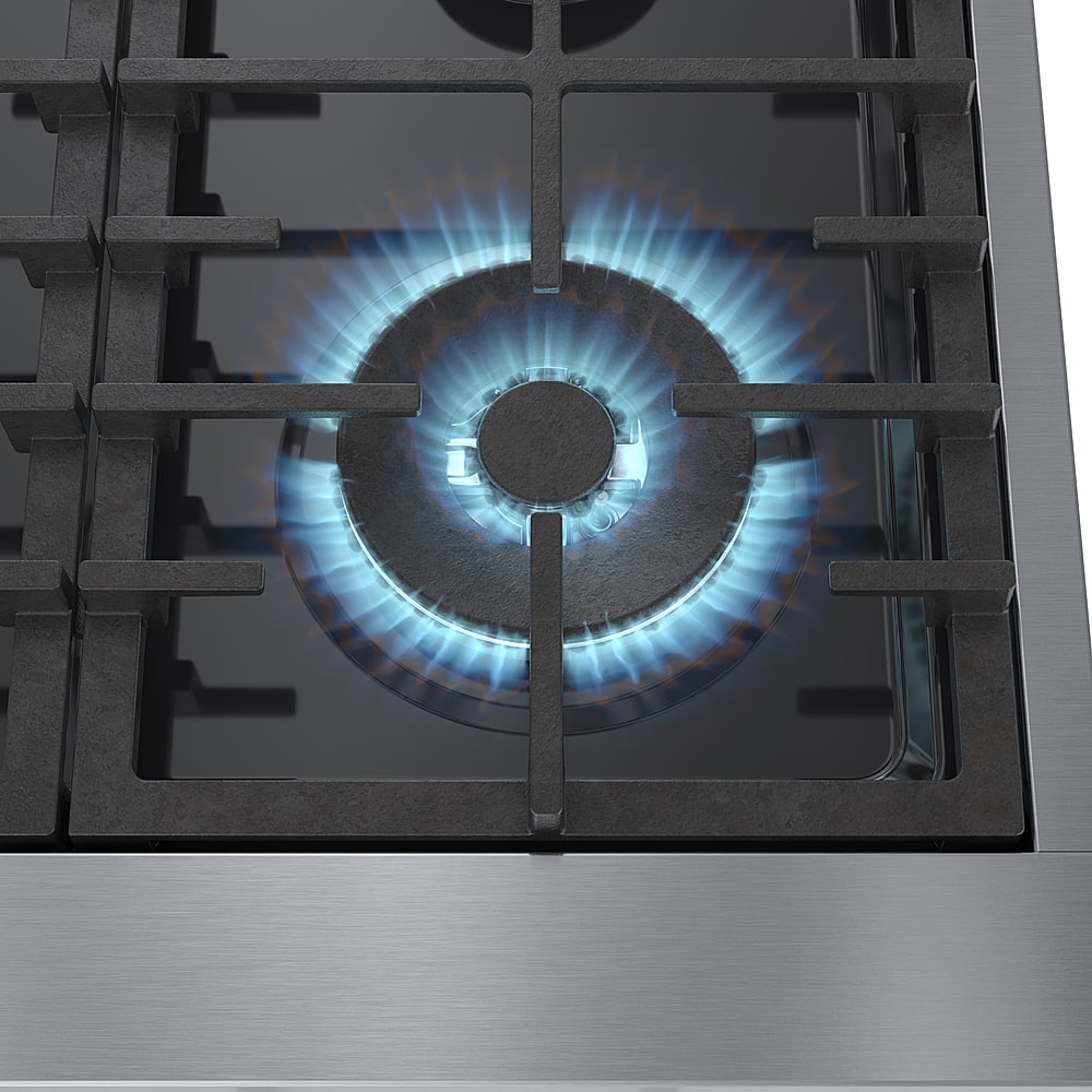Alt View 19. Bosch - 800 Series 36" Built-In Gas Cooktop with 4 Burners and 2 Dual Flame Burners - Silver.