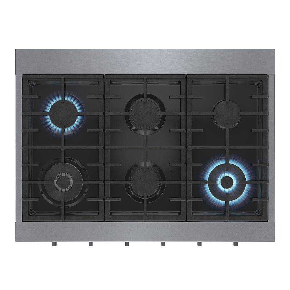 Alt View 20. Bosch - 800 Series 36" Built-In Gas Cooktop with 4 Burners and 2 Dual Flame Burners - Silver.