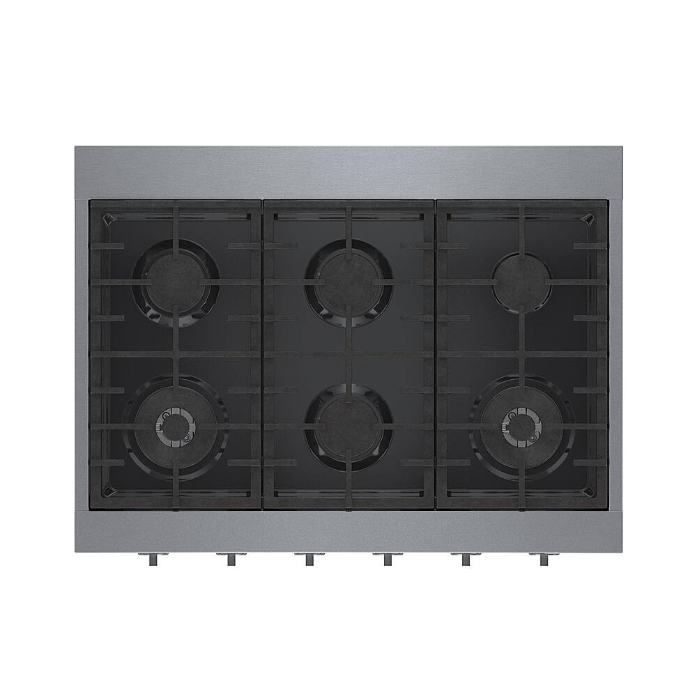 Alt View 21. Bosch - 800 Series 36" Built-In Gas Cooktop with 4 Burners and 2 Dual Flame Burners - Silver.