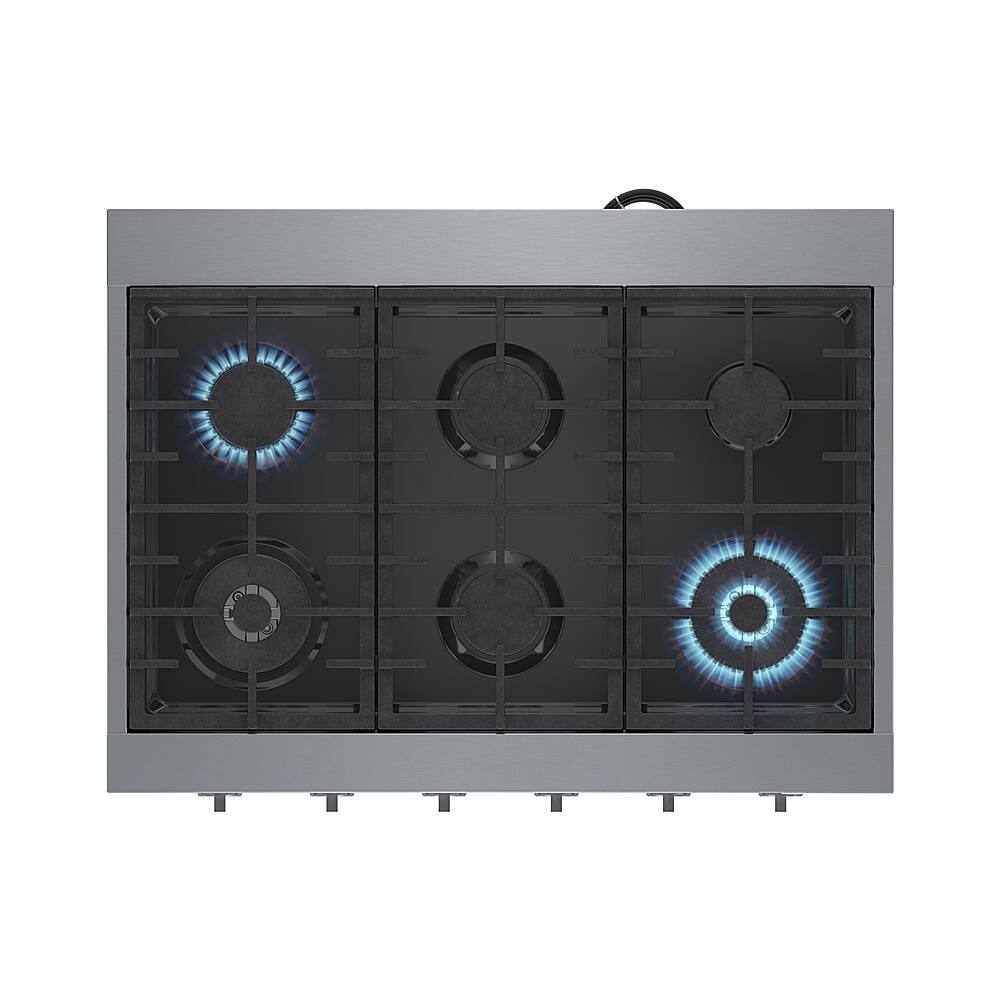 Alt View 22. Bosch - 800 Series 36" Built-In Gas Cooktop with 4 Burners and 2 Dual Flame Burners - Silver.