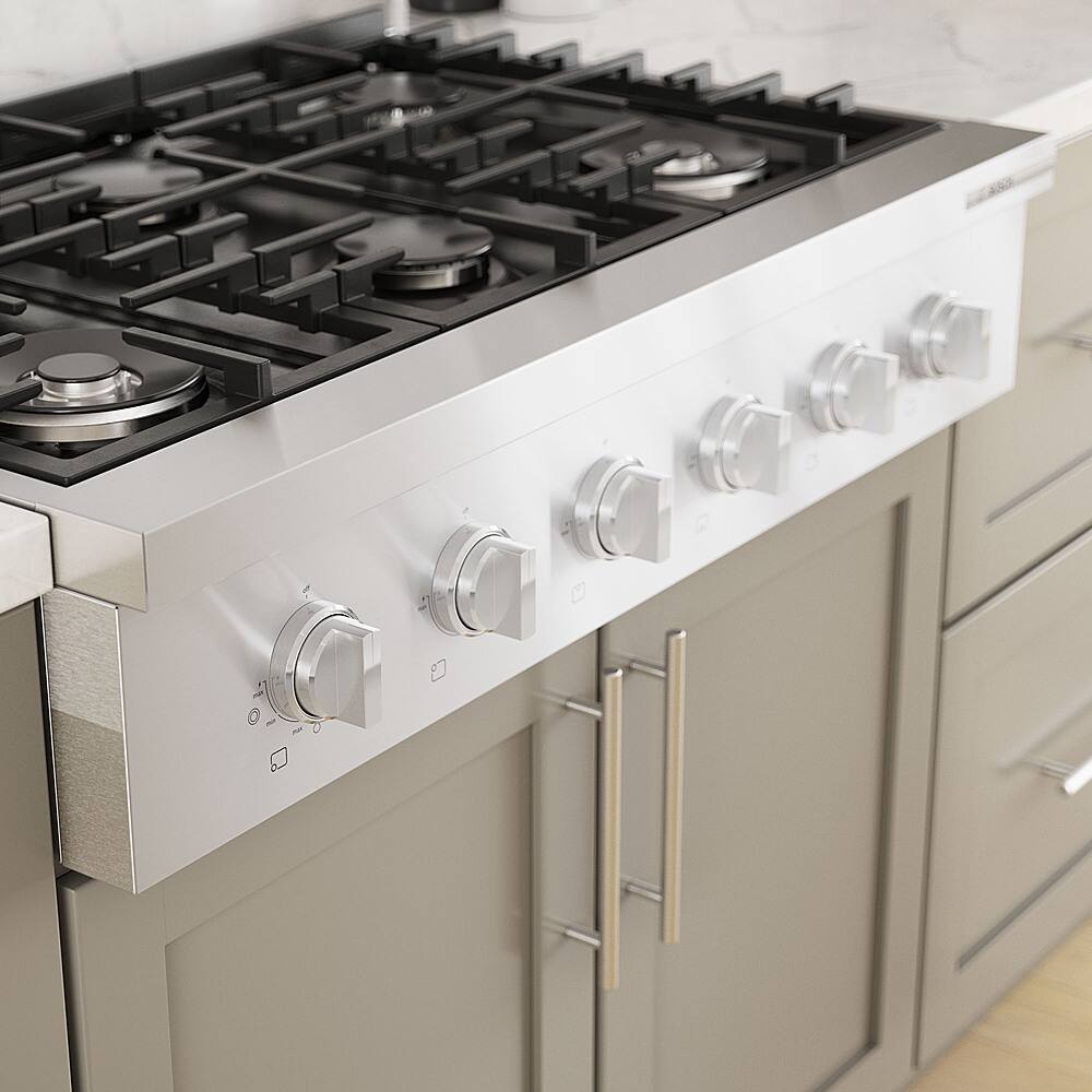 Alt View 25. Bosch - 800 Series 36" Built-In Gas Cooktop with 4 Burners and 2 Dual Flame Burners - Silver.