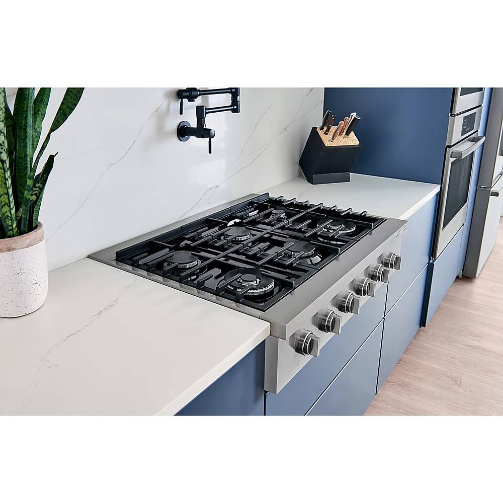 Alt View 27. Bosch - 800 Series 36" Built-In Gas Cooktop with 4 Burners and 2 Dual Flame Burners - Silver.