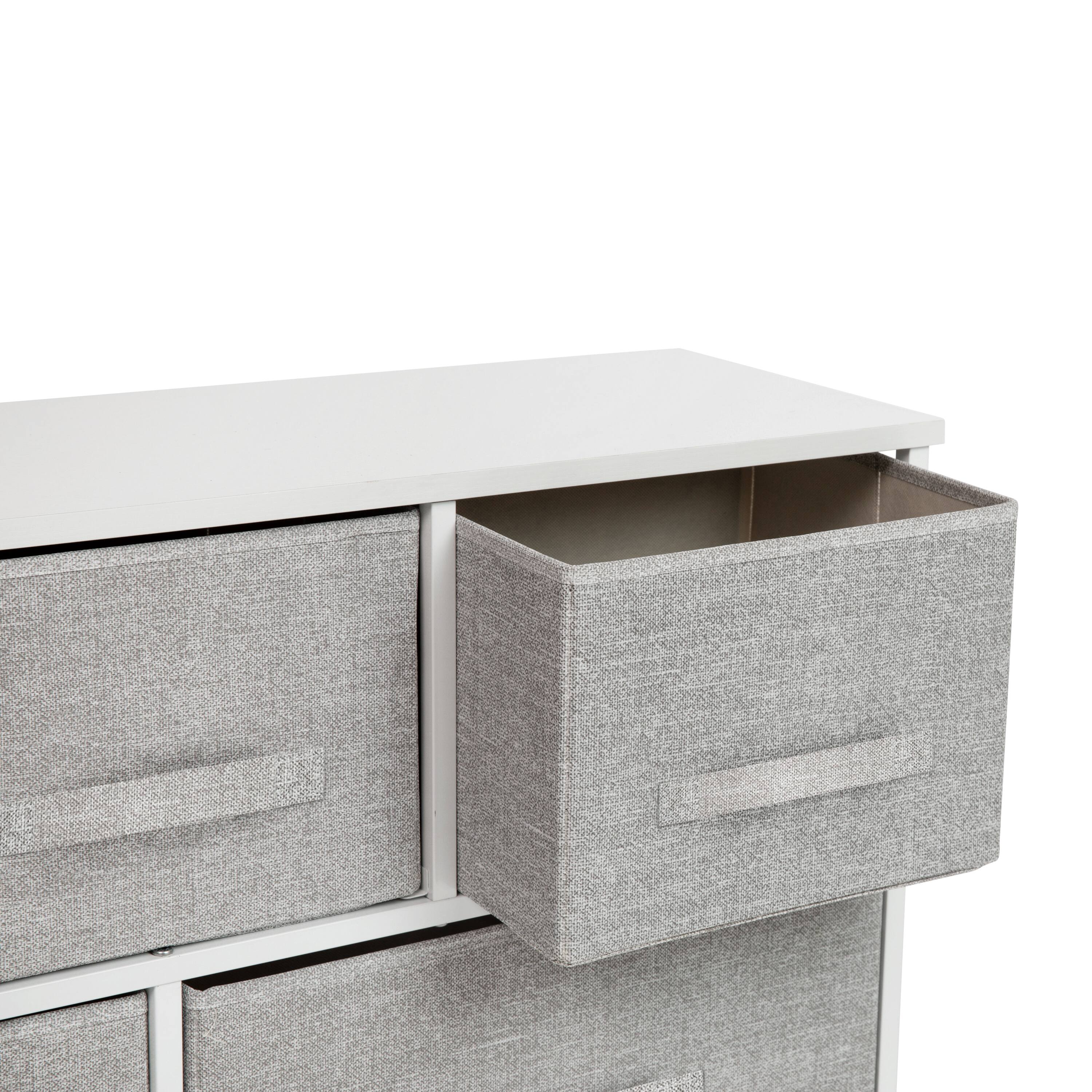 Alt View 9. Emma + Oliver - 5 Drawer Storage Chest with Wood Top & Dark Fabric Pull Drawers - Gray Drawers/White Frame.