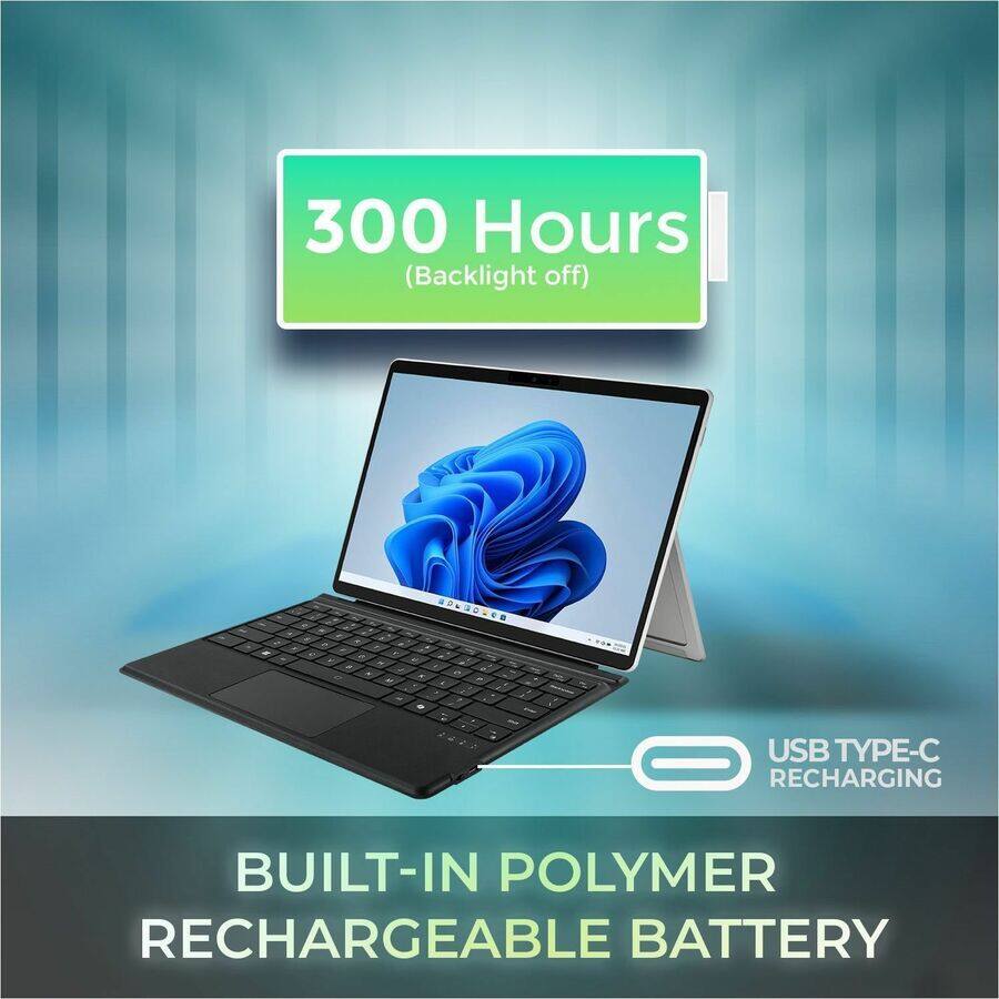 300 Hours (Backlight off)

USB TYPE-C RECHARGING

BUILT-IN POLYMER RECHARGEABLE BATTERY