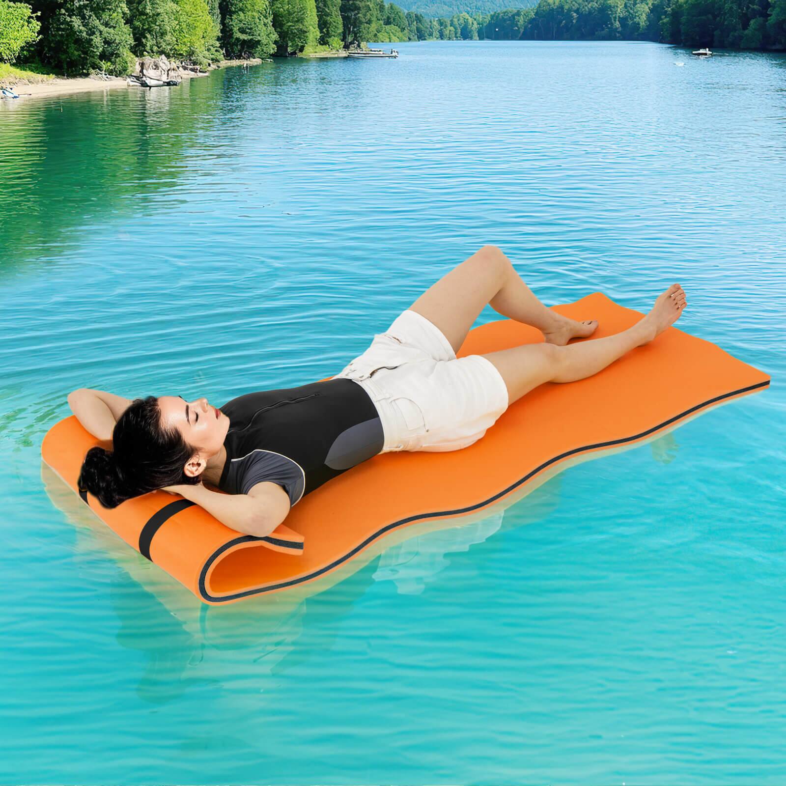 Alt View 1. Costway - Costway 3-Layer Tear-Resistant Foam Floating Pad Island Water Sports Relaxing - Orange+Black.