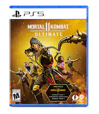 PS5 Mortal Kombat Ultimate Mature 17+ M ESRB Includes Mortal Kombat + Kombat Pack 1 + Aftermath Expansion + Kombat Pack 2 Warner Bros Non-DreamWorks LM Harner Bros.