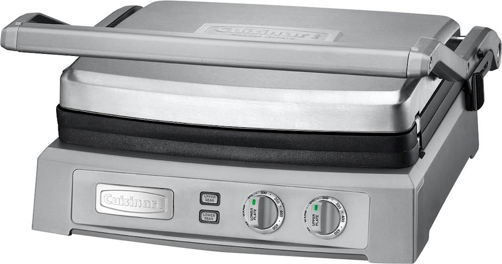 Left View: Cuisinart - Griddler Deluxe Electric Griddle - Stainless Steel