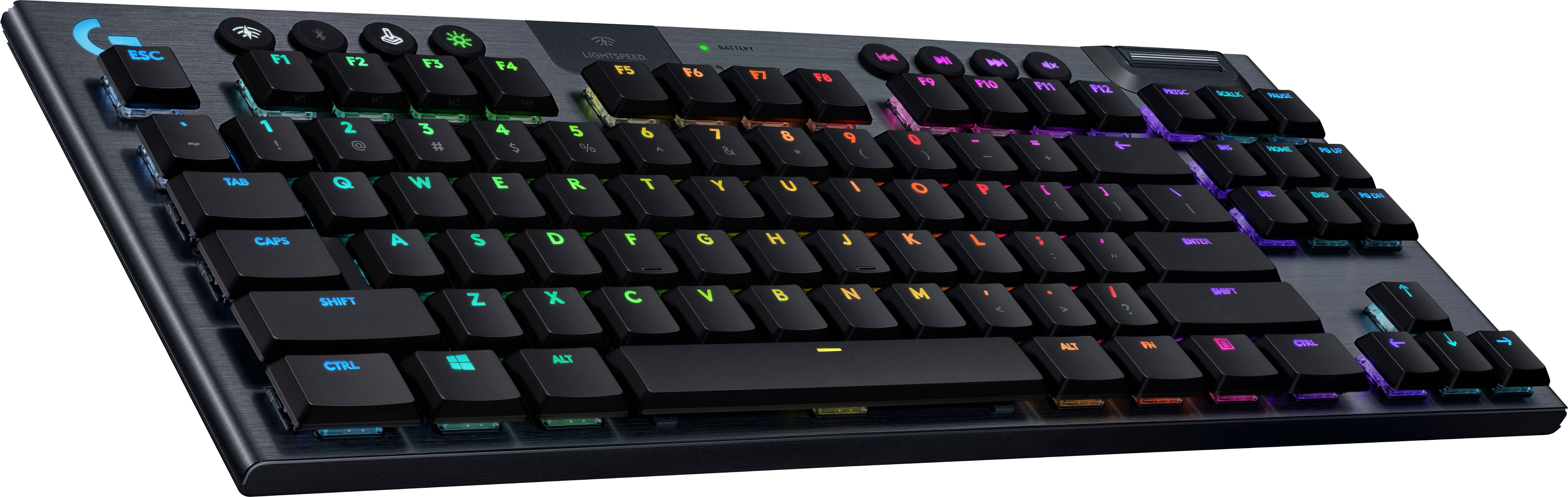Angle View: Logitech - G915 LIGHTSPEED TKL Wireless Mechanical GL Clicky Switch Gaming Keyboard with RBG Backlighting - Black
