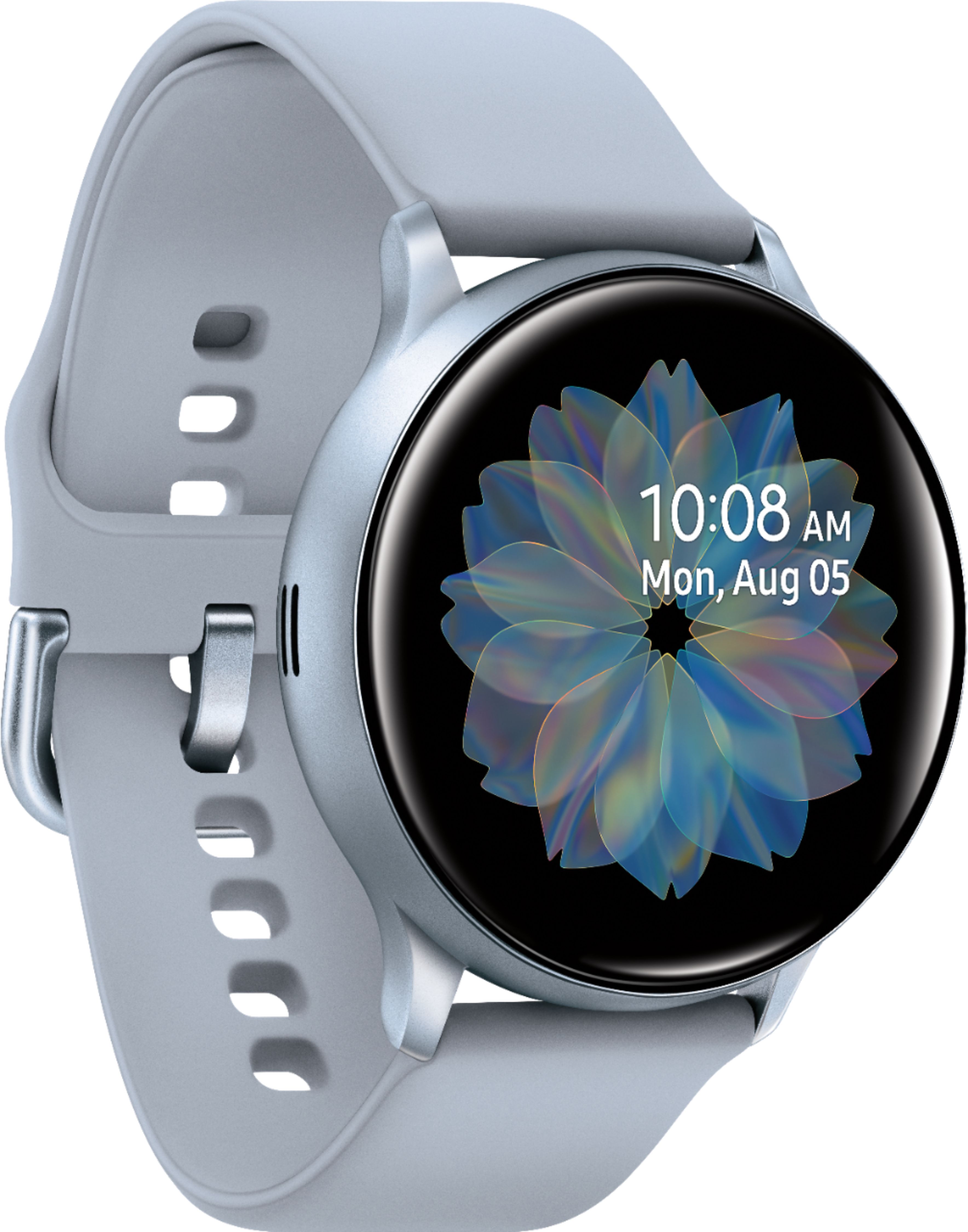 Angle View: Samsung - Geek Squad Certified Refurbished Galaxy Watch Active2 Smartwatch 40mm Aluminum - Cloud Silver