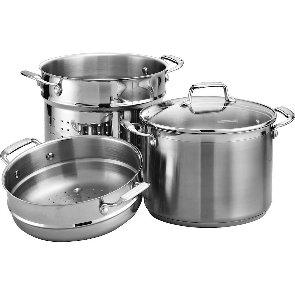 Angle View: Tramontina - 4-Piece Multi Cooker - Stainless Steel