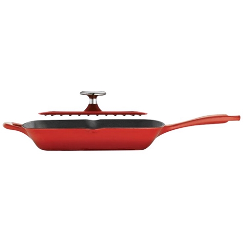 Angle View: Tramontina - Grill Pan - Red/Matte Black
