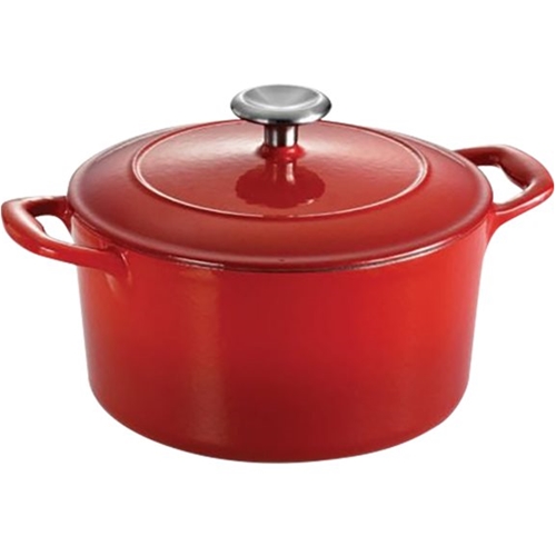 Left View: Tramontina - Gourmet 3.5-Quart Covered Dutch Oven - Red