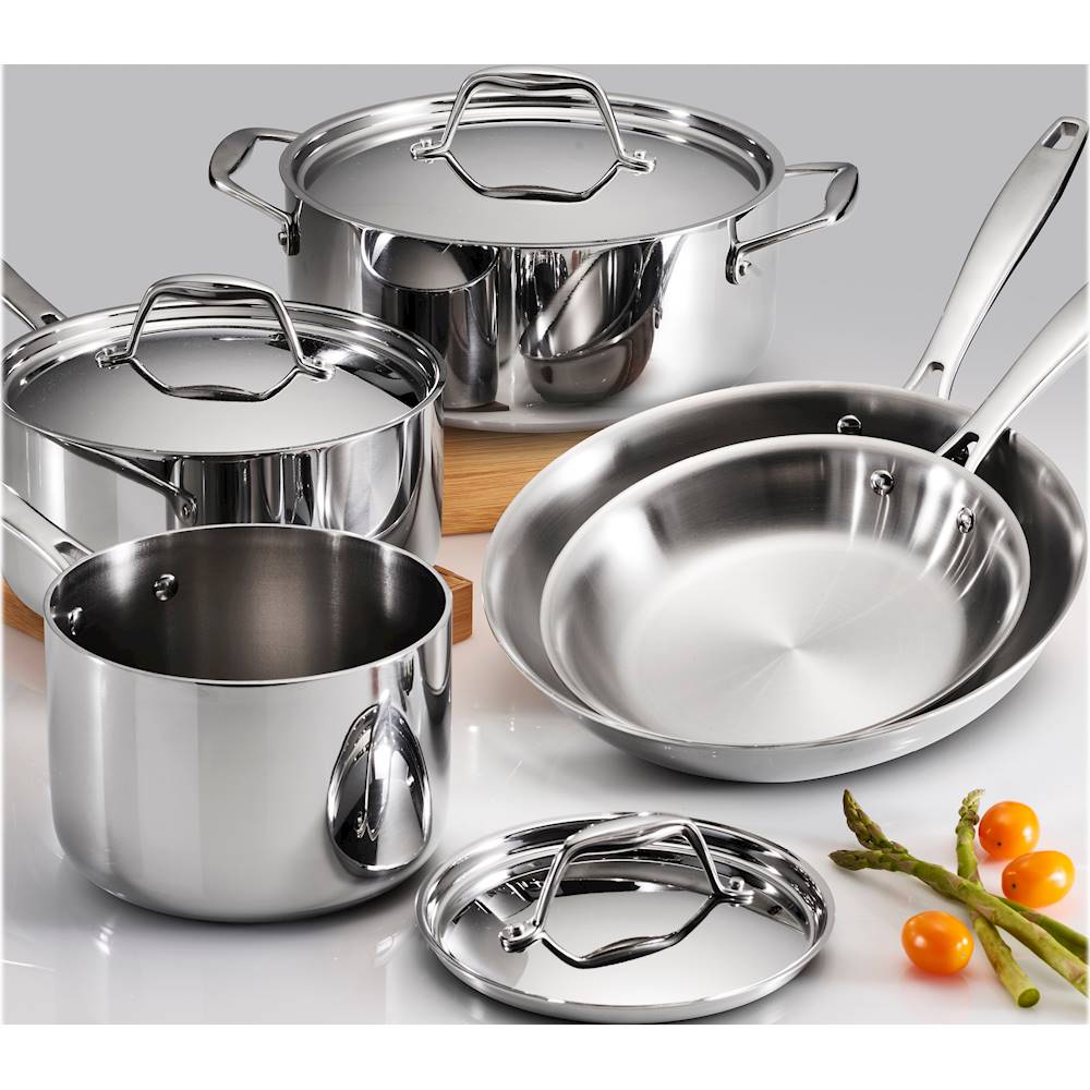 Tramontina Gourmet Tri-Ply Clad 12-Piece Cookware Set, Silver