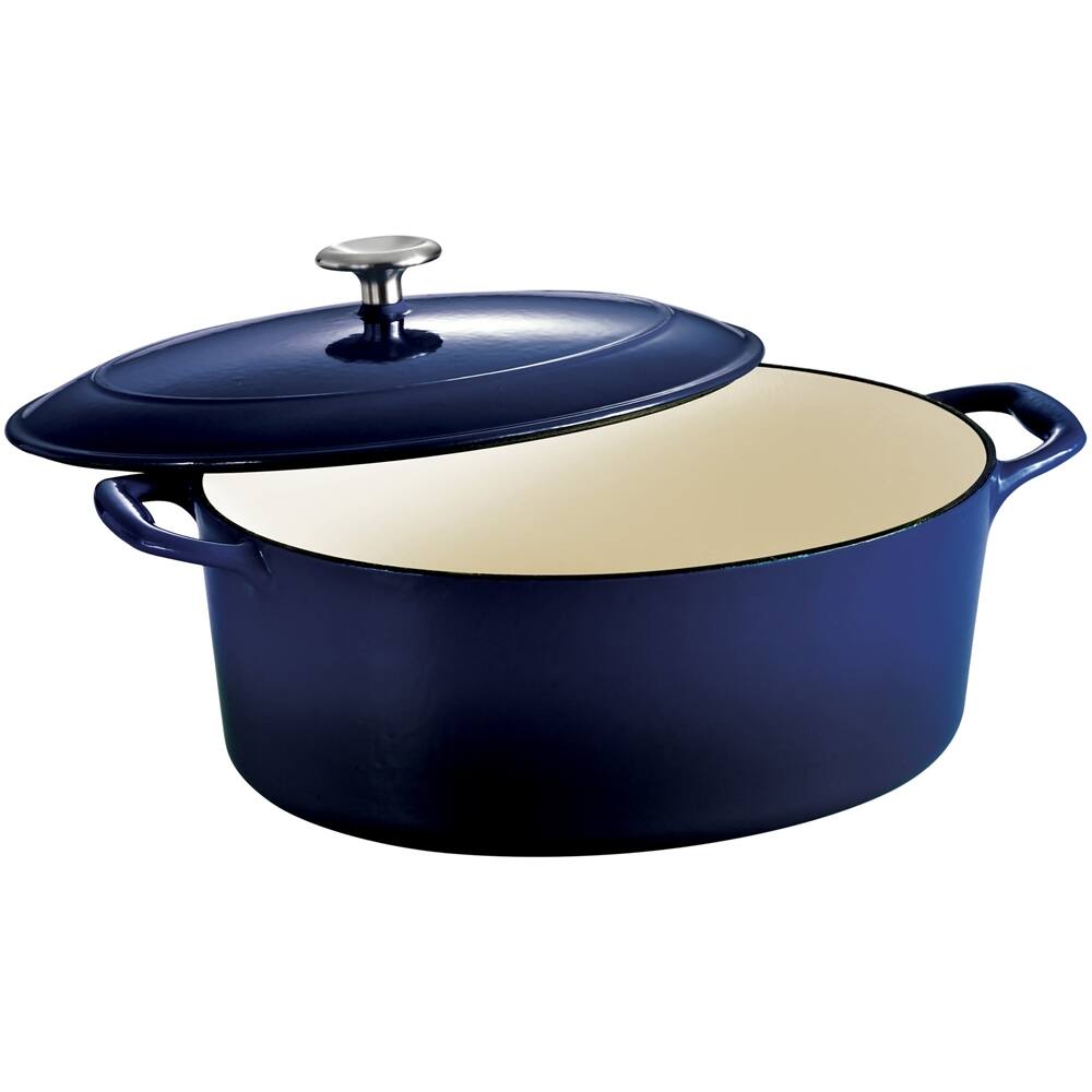 Left Zoom. Tramontina - Gourmet 7-Quart Covered Dutch Oven - Gradated Cobalt.