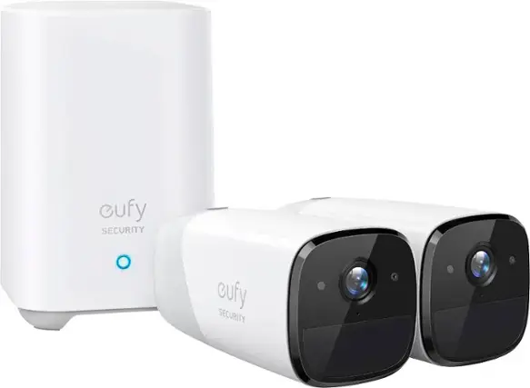 Front. eufy Security - eufyCam 2 Pro 2-Camera Indoor/Outdoor Wireless 2K 16G Home Security System - White.