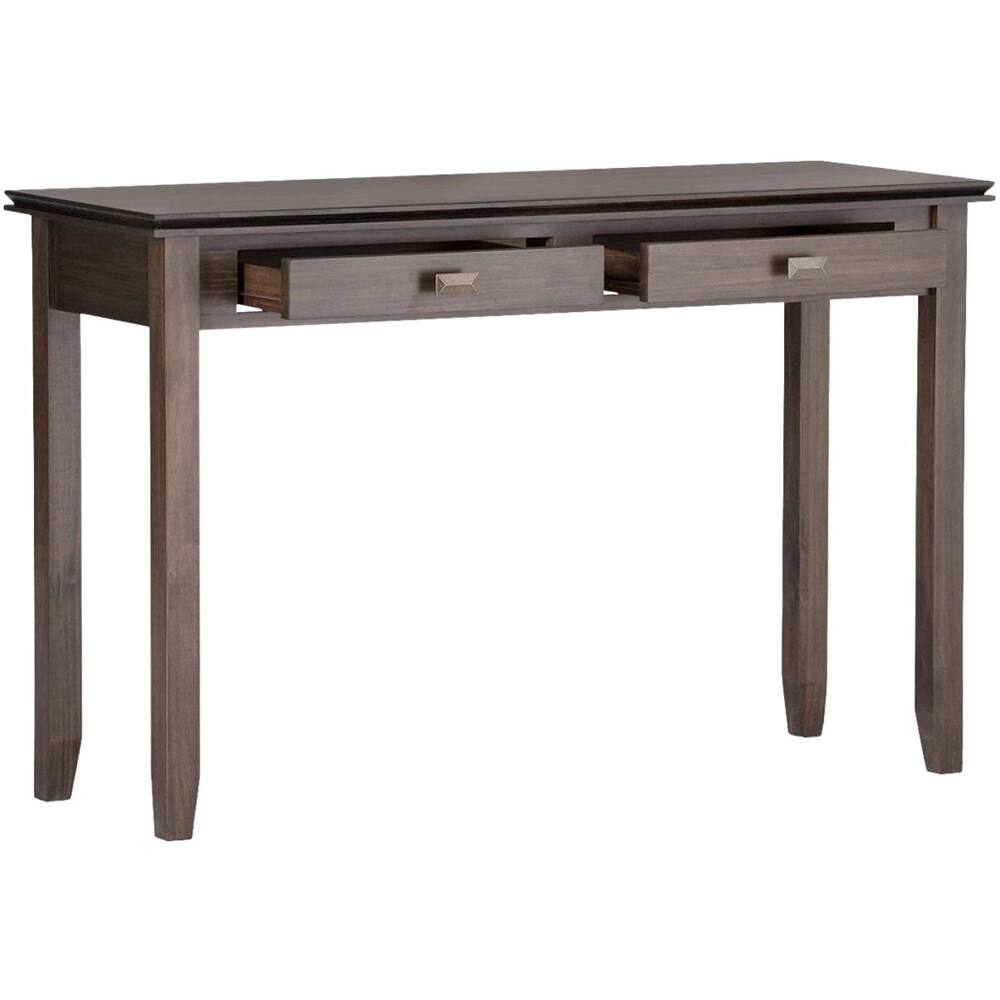 Front. Simpli Home - Artisan Rectangular Contemporary Wood 2-Drawer Sofa Table - Natural Aged Brown.