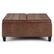 Front. Simpli Home - Harrison 36 inch Wide Transitional Square Coffee Table Storage Ottoman in Distressed Umber Brown Faux Leather - Distressed Umber Brown.