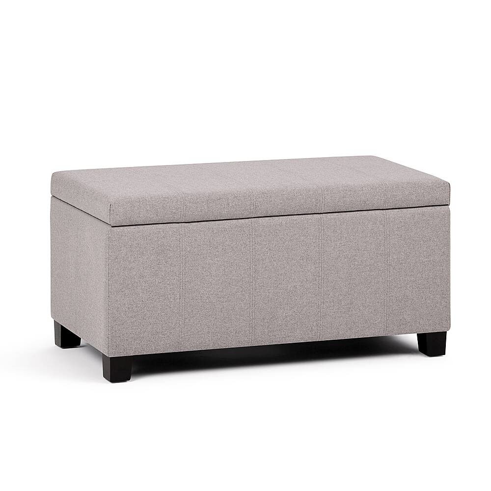 Angle. Simpli Home - Dover 36 inch Wide Contemporary Rectangle Storage Ottoman Bench - Gray Cloud.