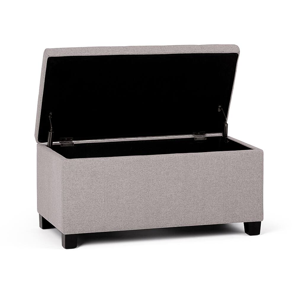 Left View: Simpli Home - Dover 36 inch Wide Contemporary Rectangle Storage Ottoman Bench - Gray Cloud