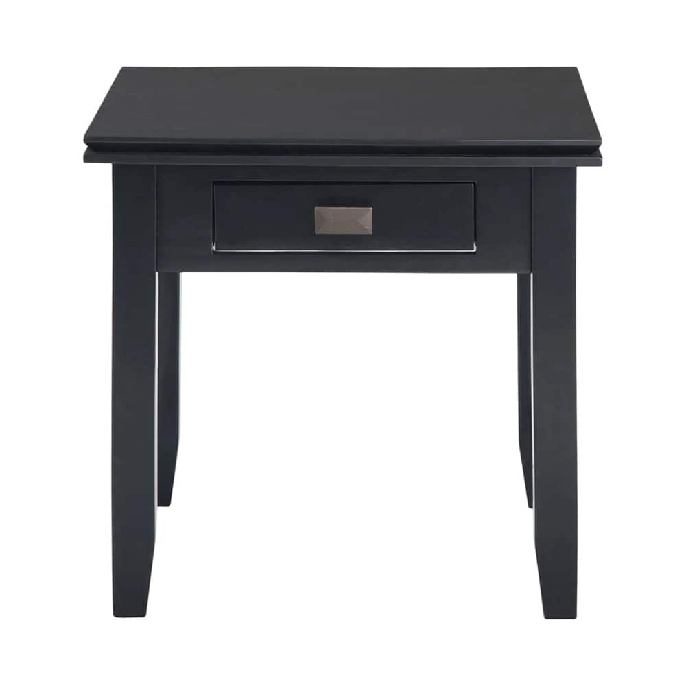 Front. Simpli Home - Artisan SOLID WOOD 21 inch Wide Square Transitional End Side Table in Black - Black.