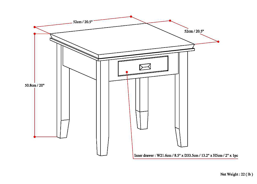 Simpli Home Artisan SOLID WOOD 21 inch Wide Square Transitional End ...