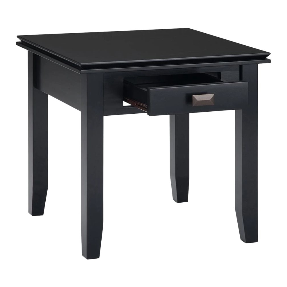 Left View: Simpli Home - Artisan SOLID WOOD 21 inch Wide Square Transitional End Side Table in - Black