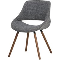 Simpli Home - Malden Mid Century Modern Bentwood Dining Chair in Grey Woven Fabric - Gray - Front_Zoom