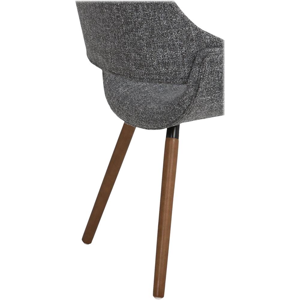 Alt View 14. Simpli Home - Malden Mid Century Modern Bentwood Dining Chair in Grey Woven Fabric - Gray.