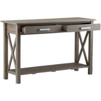 Simpli Home - Kitchener Rectangular Contemporary Wood 2-Drawer Console Table - Farmhouse Gray - Front_Zoom